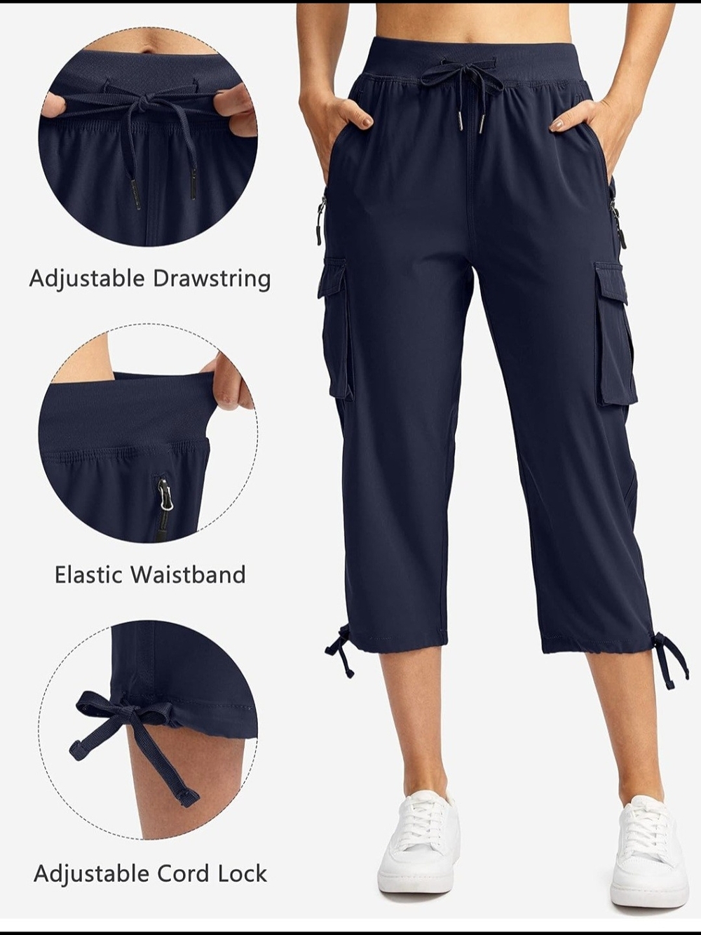 Women’s Navy Cargo Capri Pants with Adjustable Waist PLUS SIZE - Never Worn